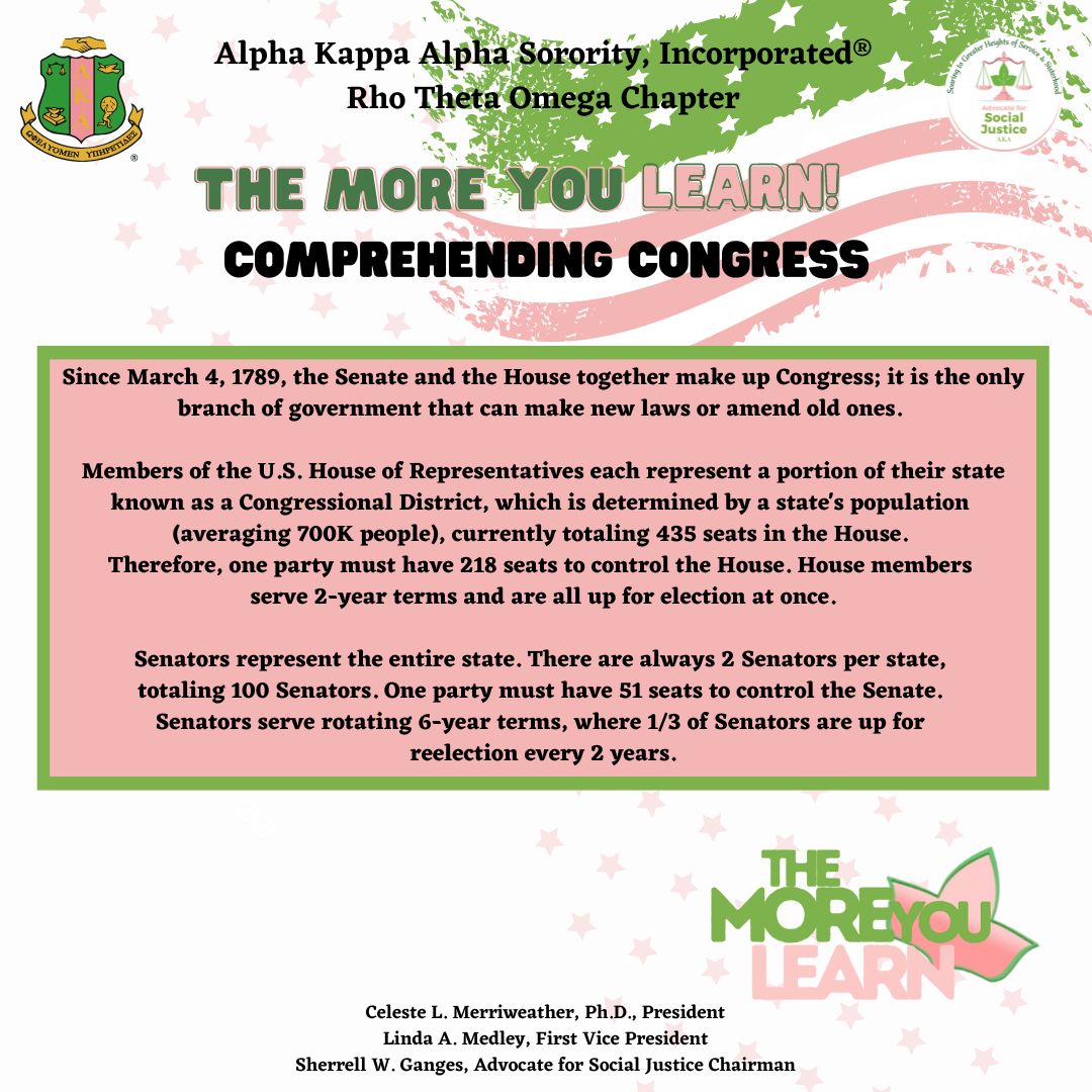 AKA_RTO's tweet photo. Learn more about how Congress operates...the more you learn, the more you know!
#RTOTheMoreYouLearn #AKARTO, #RhoThetaOmegaChapter #AKA1908 #NAR_1908 https://t.co/pECY0wWghn
