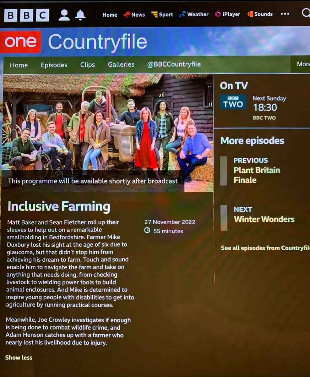 BBC2 tonight at 6.30pm. Tune in to see the incredible story of Mike Duxbury and the <a href="/InclusiveFarm/">Inclusive Farm</a> and the incredible work they do on the farm. I had the privilege of meeting Mike a few weeks ago in london as part of the Oxford Farming Conference 🐷

#OFC23 @BBCCountryfile