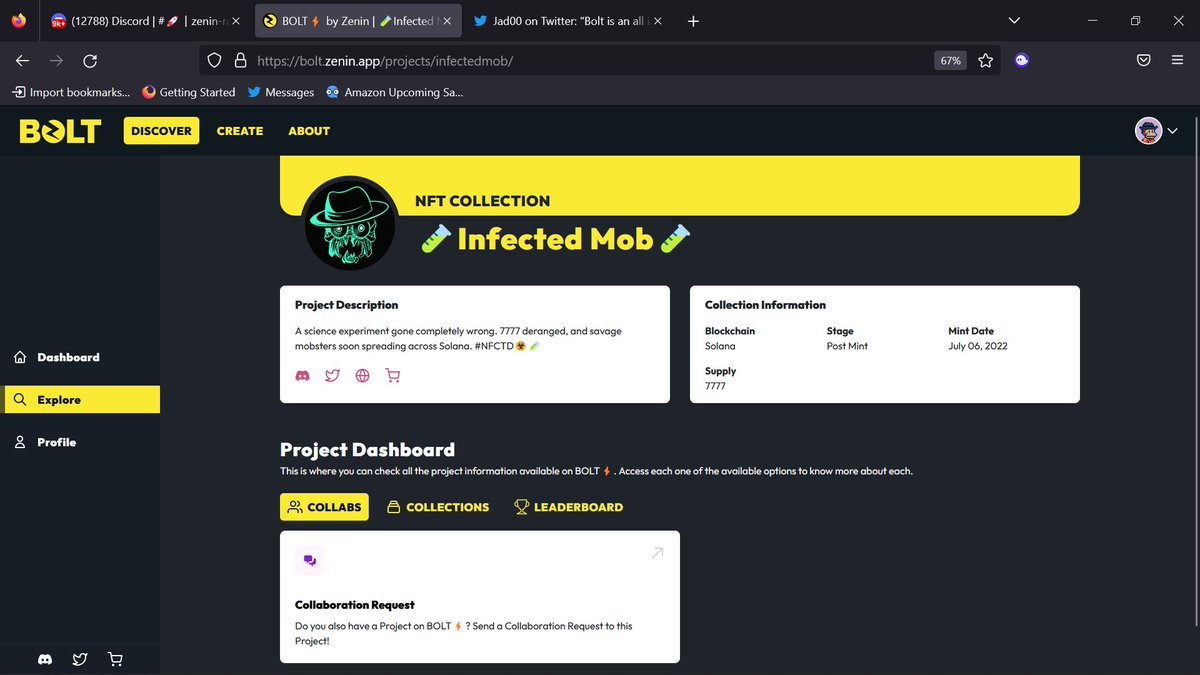 jadoodotsol's tweet photo. After the creation of their project they can go to the dashboard send request to other project which will open a ticket in both discord servers and they can discuss the terms of the collab without ever joining eachother's discords. https://t.co/eacTjn2SDn
