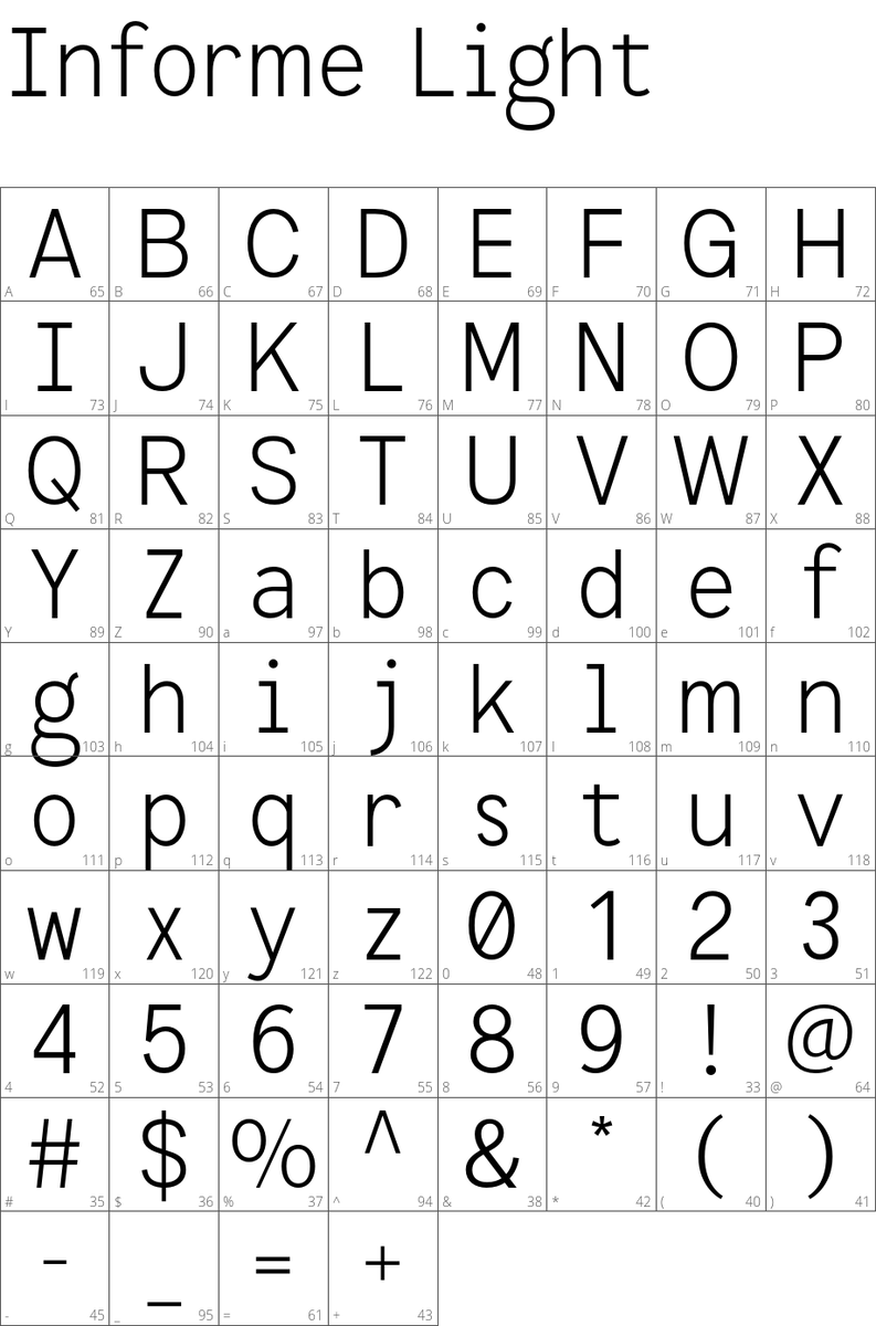 DailyFont's tweet image. Informe Light is a monospaced sans serif typeface

l.dailyfont.com/C1iY7

#monospace, #fixedWidth, #font, #typeface, #aff