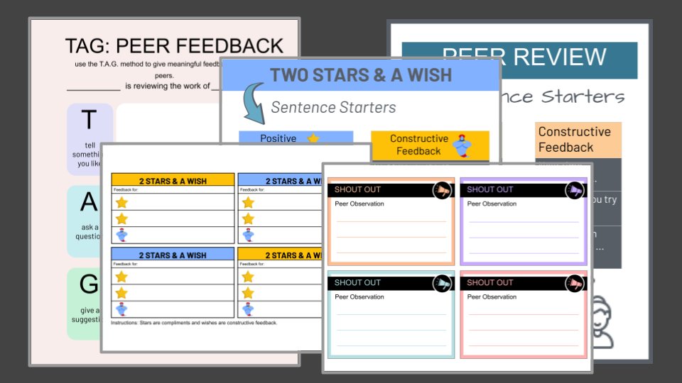 60 ⏰ second peer feedback templates!

🏷 TAG Method
⭐️⭐️🧞‍♂️ Two stars and a wish
💬 Sentence Starters
🗣 Peer observation shout outs

Find them all here ⬇️
ditchthattextbook.com/feedback-100-s…