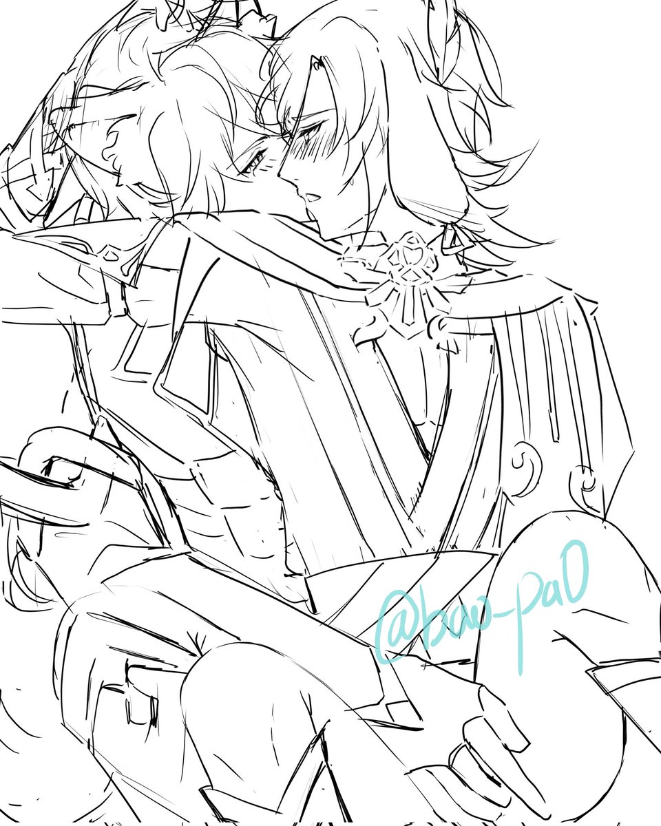 baopa0's tweet photo. doodle 🐺Haitham x 🐰Kaveh😋
#haikaveh #Alhaitham #Kaveh #genshin #Genshinlmpact #fanart #BL #nsfw #doodle #sketch https://t.co/W6VyuOOy9L