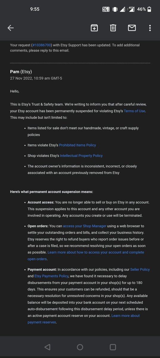 HemendraKhande3's tweet photo. @Etsy I received a mail from your team but they sent me  same email as last time i already told you I need a specific reason of suspension of my account otherwise will take action again on Etsy @Etsy @jgsilverman @EtsyIndia https://t.co/DsEoQSMBaE