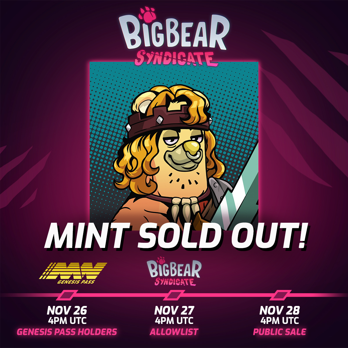 PlayMightyHero's tweet image. 🐻MINT IS OFFICIALLY SOLD OUT &amp;amp; CLOSED!🐻

Please do not mint from ANY sites anymore. 

🚨MINT IS CLOSED🚨