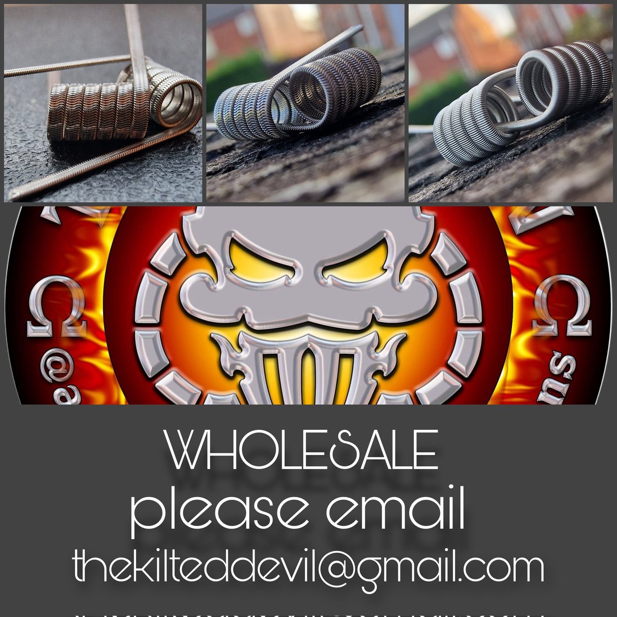 JohnnyBoyIsCraz's tweet photo. Looking for some high quality hand crafted coils to stock @thekilteddevil1 are available for wholesale please email thekilteddevil@gmail.com https://t.co/Q1qeI6Yr0N
#TKDcoils
#TKDClanmember
#TKDvapinggroup
#TKDcoilsrespect
#TKDcommunity https://t.co/f6JQrASGwY