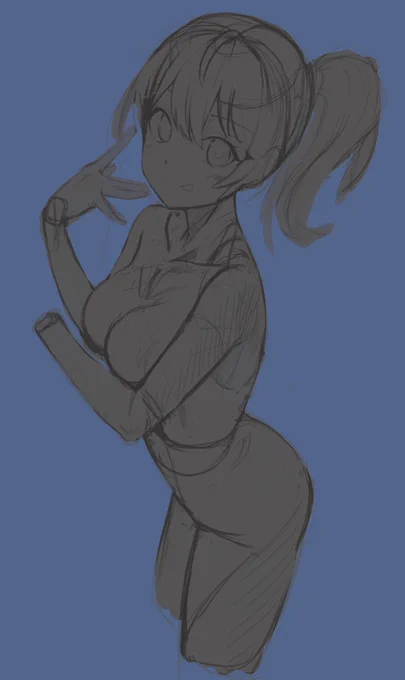 進捗下地に灰色を塗って下描き中こう見ると色々変になってる部分があるなぁ('ω`) 