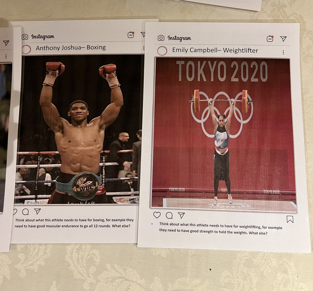 Made these Instagram athlete cards for our fit for life topic aimed at individual needs and specificity and it’s been such a hit with students. In total there are 14 athletes from different sports so it really gets students thinking about tailoring each workout ⚽️🥊⛹🏻‍♀️ #eduPE