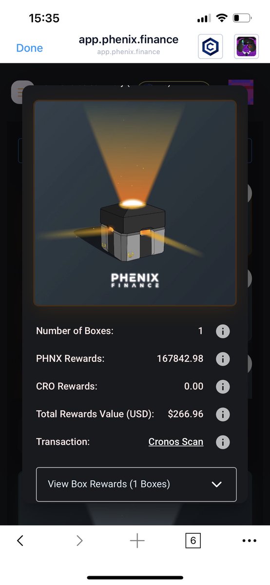 I’ve just had a great win on a FREE mystery box 🚀 thank you @phenixfinance