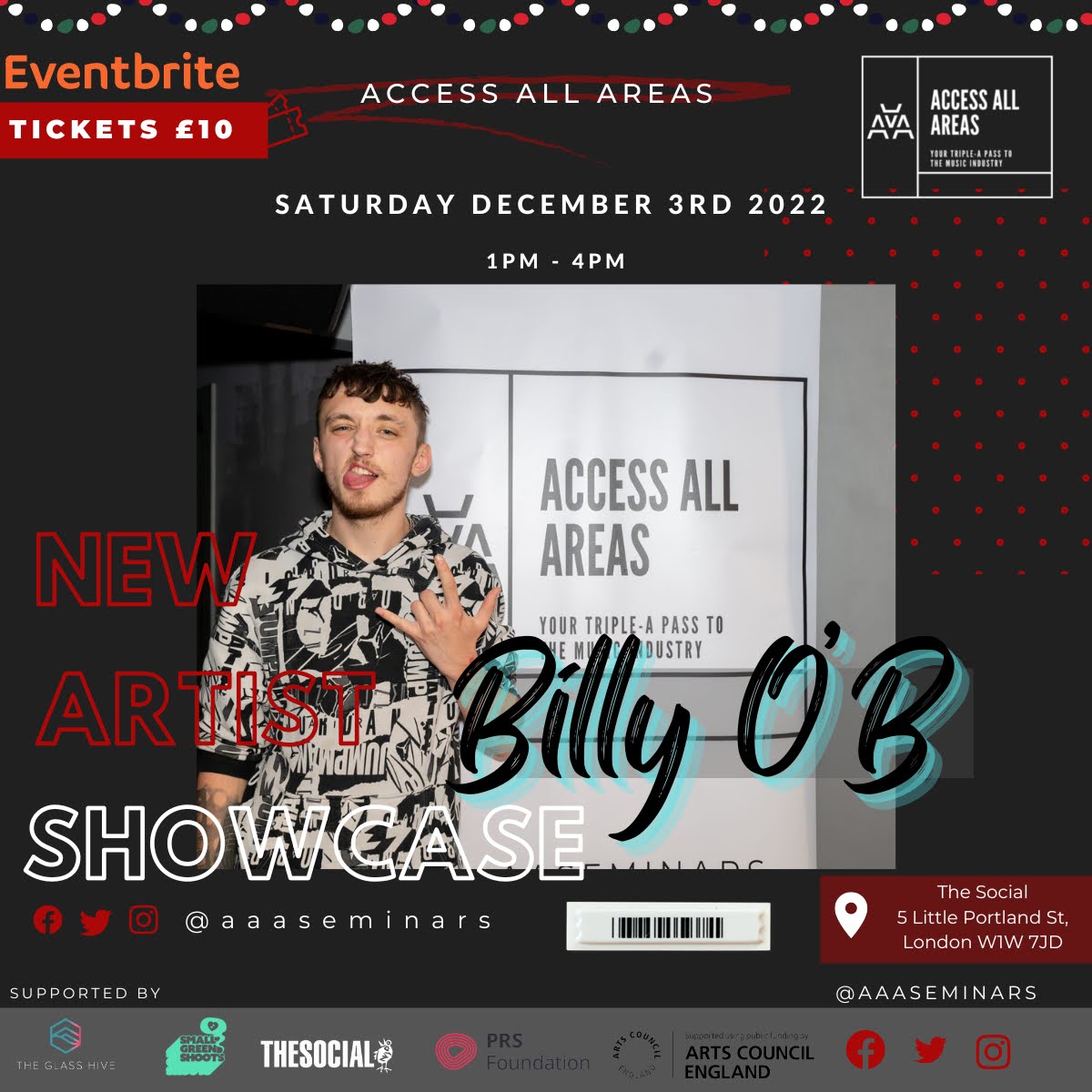 AAAseminars's tweet photo. 6 days til #AccessAllAreas @thesocial Sat Dec 3 1-4pm with a #LiveMusic Industry special!
4 panellists & 2 special live Cyphers ft 6 acts from our Artist Development Program including #BillyOB with live band hosted @DJPharaohG
Tix £10 @EventbriteUK via https://t.co/murVmPOIeh https://t.co/36f7oPISqS