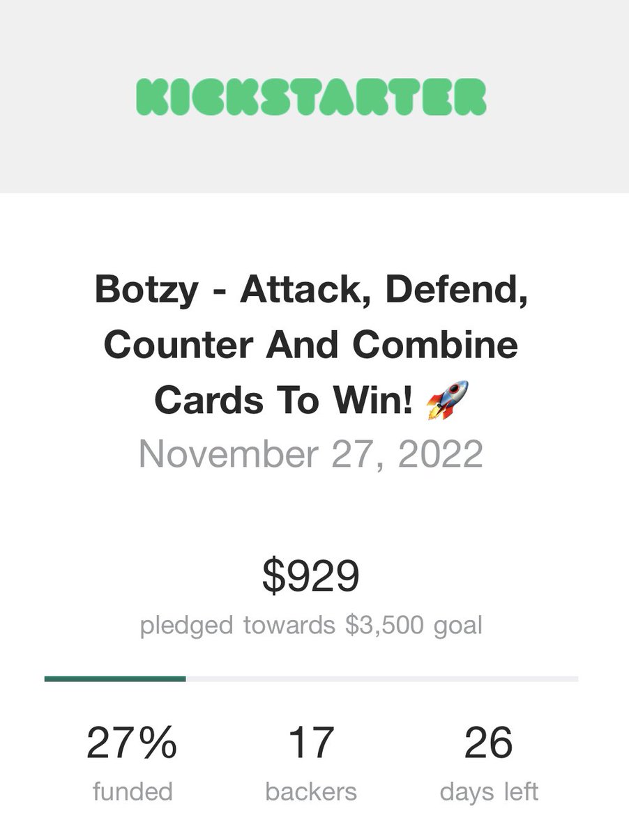 BotzyNfts's tweet photo. 👀 27% This Game is about to happen for real for real! 🚀🙏

Get a copy of the Botzy card game!
https://t.co/6YPIdqWx9Y

#NFTCommunity #nft #cardgames #yugioh #digimon #pokemon #crowdfunding #Launchpad #gift #giveaway #NFTs https://t.co/bidlqJPRUP