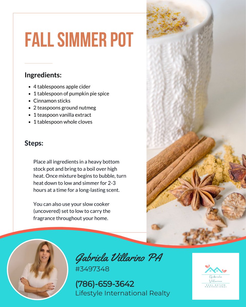 gvflrealtor's tweet photo. Here's how to make your home smell amazing in the fall...and you can do it on the stove or in your crockpot.

#simmerpot #fallscents #fallsmells #fall #fallseason #fallweather #cozyweather https://t.co/ULs3QGSVRm