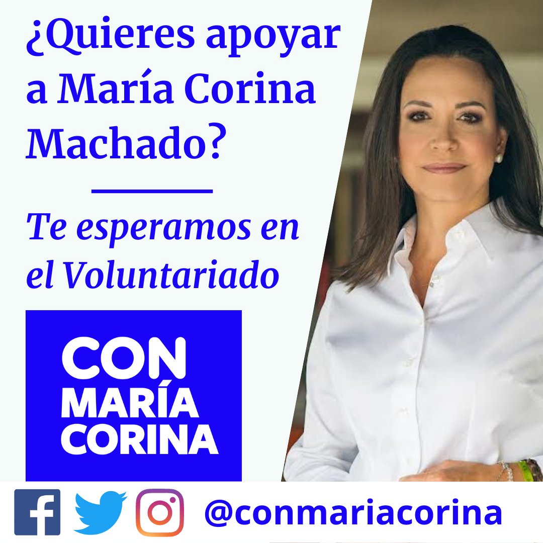 VenEsVenezuela's tweet photo. ¡Ya estamos en las Redes Sociales! síguenos en Facebook, Instagram y Twitter por @conmariacorina

Es la plataforma  comunicacional del Gran Voluntariado en apoyo a María Corina Machado @MariaCorinaYA .

Comparte, comenta y dale a me gusta. https://t.co/SAe0uWvbxa