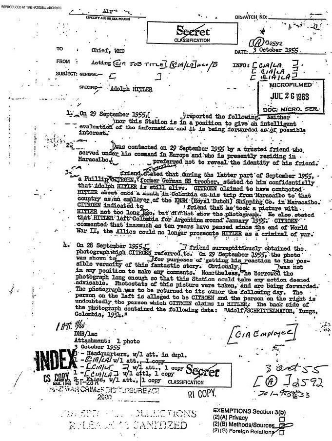 Xx17965797N's tweet photo. According to a CIA report released in May 2001, former Waffen-SS officer Philip Citroen - who was working for KNSM in South America at the time - was in contact once a month in 1954 with Adolf Hitler, who was then living in Tunja, Colombia, under the name "Adolf Schüttelmayor https://t.co/e8v2Lmla4U