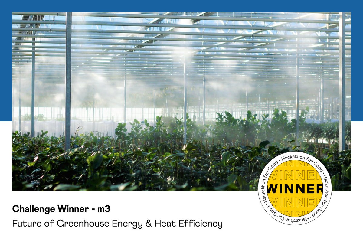 Congratulations to the m3 team. They won the Future of Greenhouse Energy &amp; Heat Efficiency challenge! The team created a platform to help growers transition to a more sustainable way of managing their heating, energy, cooling demands.

#winner #hfg5 #dataforgood #responsibleai
