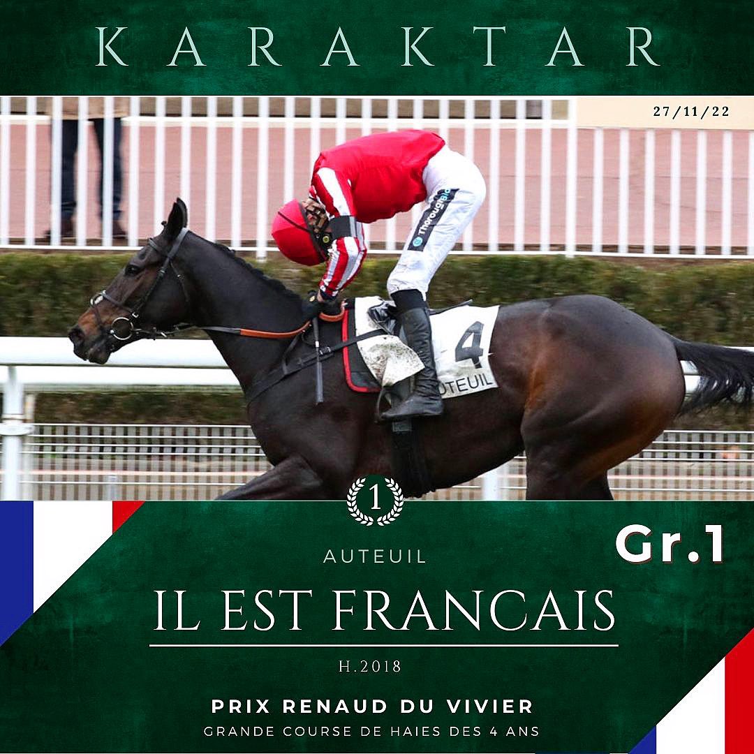 ❤️KARAKTAR au firmament🤍
Porté par sa bonne étoile, IL EST FRANÇAIS remporte le Renaud du Vivier ss les couleurs du haras de St Voir. Une victoire pleine d’émotions pour cet élève de la famille Lageneste qui rend un vibrant hommage à celle qui l’avait nommé ainsi...À Pascaline🕊️