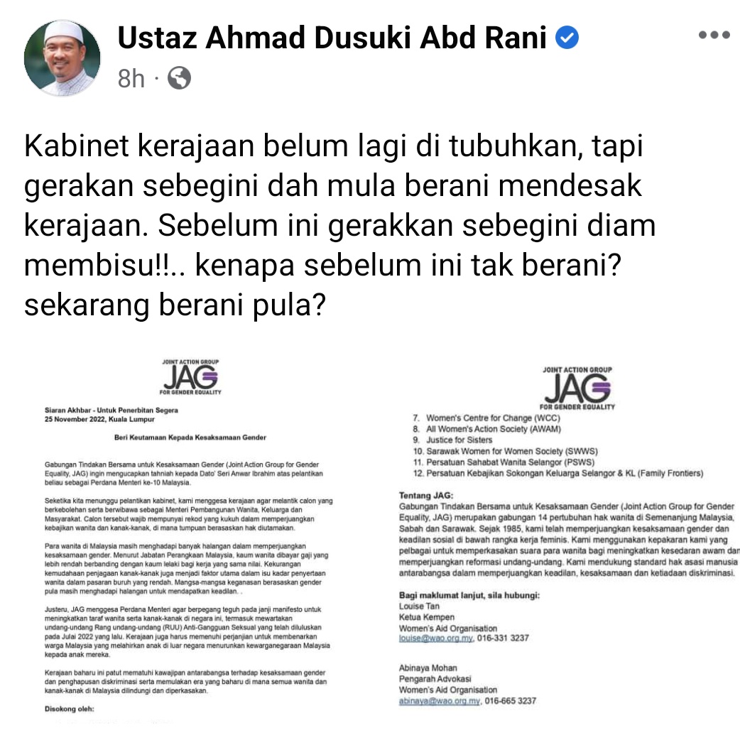 SyedAkramin's tweet photo. Ya Tuhan, sama ada Dusuki ini bodoh tak tahu membaca atau dia sengaja sebar kebencian?

Dalam surat itu jelas nyatakan bahawa JAG bangkitkan;
- Isu keselamatan kanak-kanak
- Isu gangguan seksual
- Kadar gaji tidak seimbang

Jadi, apa masalah dengan surat mereka ini? https://t.co/lu7rPiEUOj