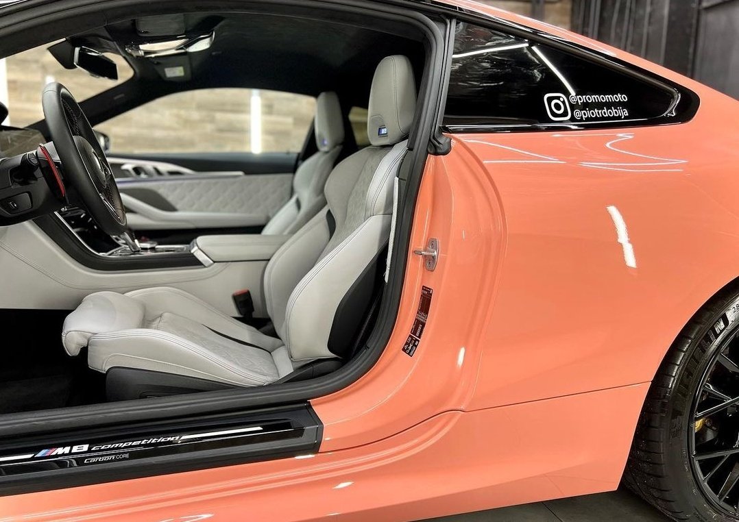 ExoticBMW's tweet photo. Pink Salmon BMW M8 Competition 🌺 https://t.co/vTJOxwma1z