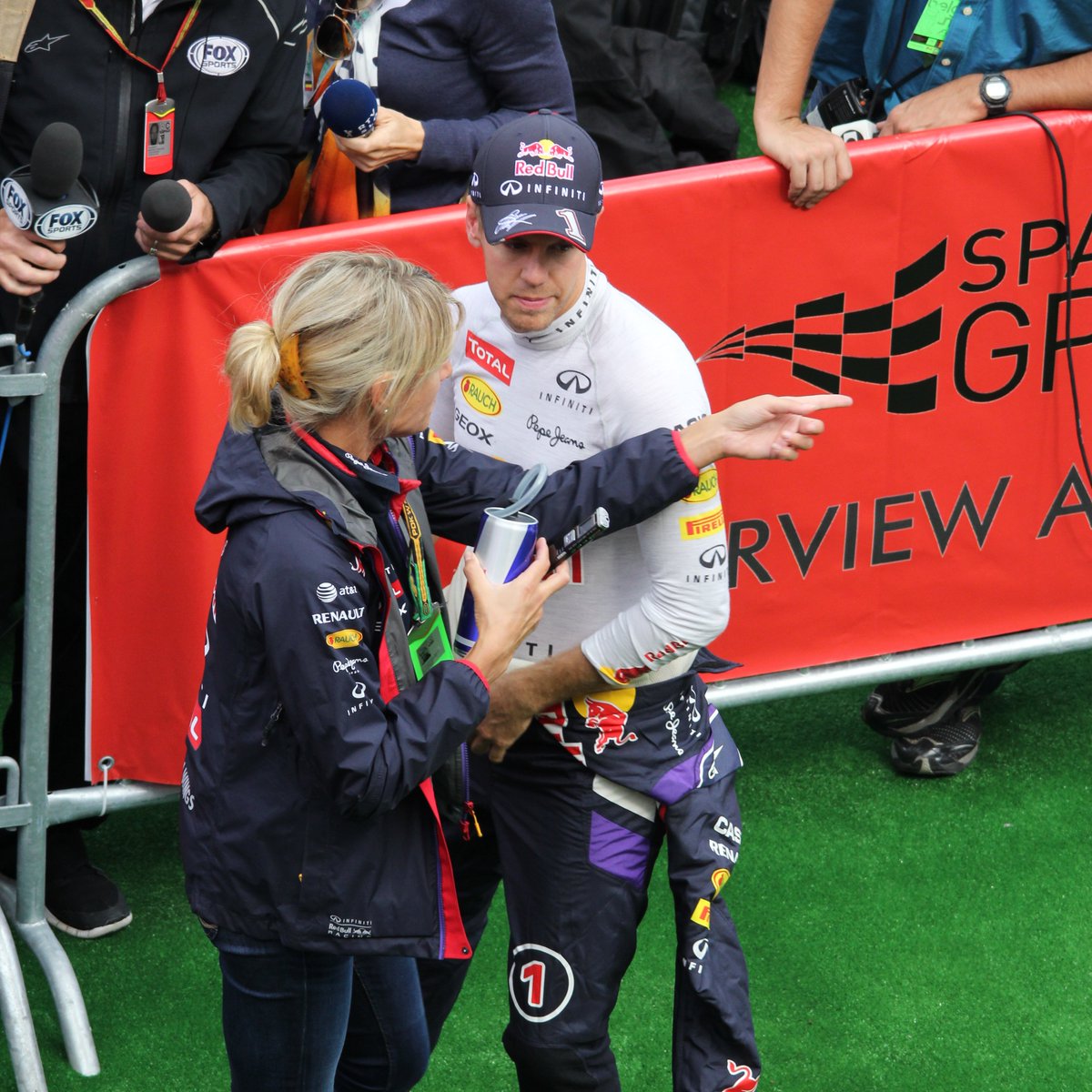 JaneBleach's tweet photo. And finally in this instalment of Seb through the years, post-race interviews, Spa 2014. He looked a lot happier chatting to Kimi before the race!
#DankeSeb #DankeBritta #Kimi #F1 #Spa2014 @CarlySV5 https://t.co/g7gvZ7w9xG