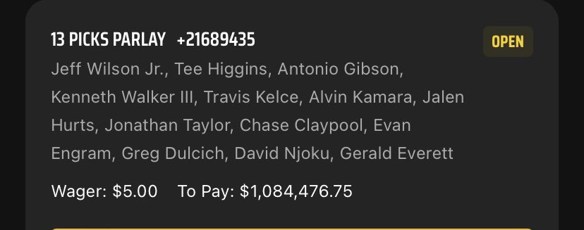 5dollarman's tweet photo. 5DollarMan Million Dollar Challenge!  All of these are anytime TD scorers on DK.  If this hits I will give 2 people $100,000.  Must like and retweet.  Let’s go!  #GamblingTwitter https://t.co/YBiWfNej7q