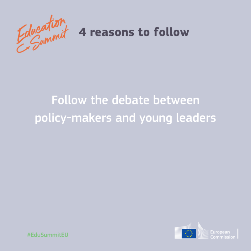 EuropeanYouthEU's tweet photo. 3⃣ days to go! 🇪🇺

Follow the #EduSummitEU on 1 December:

👉 #BrightYoungMinds, this year you are at the centre of the discussion
👉 Discover the @EU_Commission's plans for green, digital and inclusive education
👉 Learn from teachers and experts

Be part of it on 1 December!