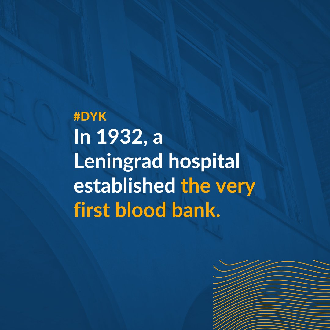 TH_BloodCenter's tweet photo. In 1932, a Leningrad hospital establishes the very first blood bank, paving the way for donors like ours to help hospital patients in need. #BloodHistory #Platelets https://t.co/Tr8ajM5rUS