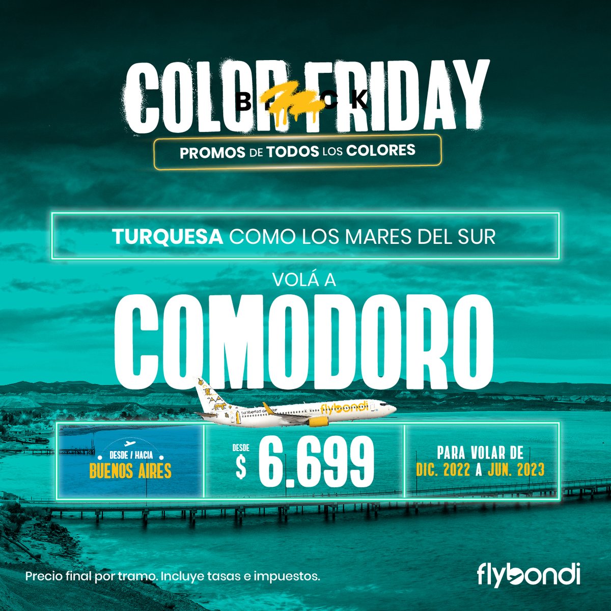 flybondioficial's tweet photo. Bondi, ¿pensando en una escapadita? 🤔 Dale click acá 👉🏻 https://t.co/Ug1NuDqDsv  y disfrutá de Comodoro Rivadavia 💛

#ColorFriday #Flybondi #ComodoroRivadavia https://t.co/imQdC0XTHy