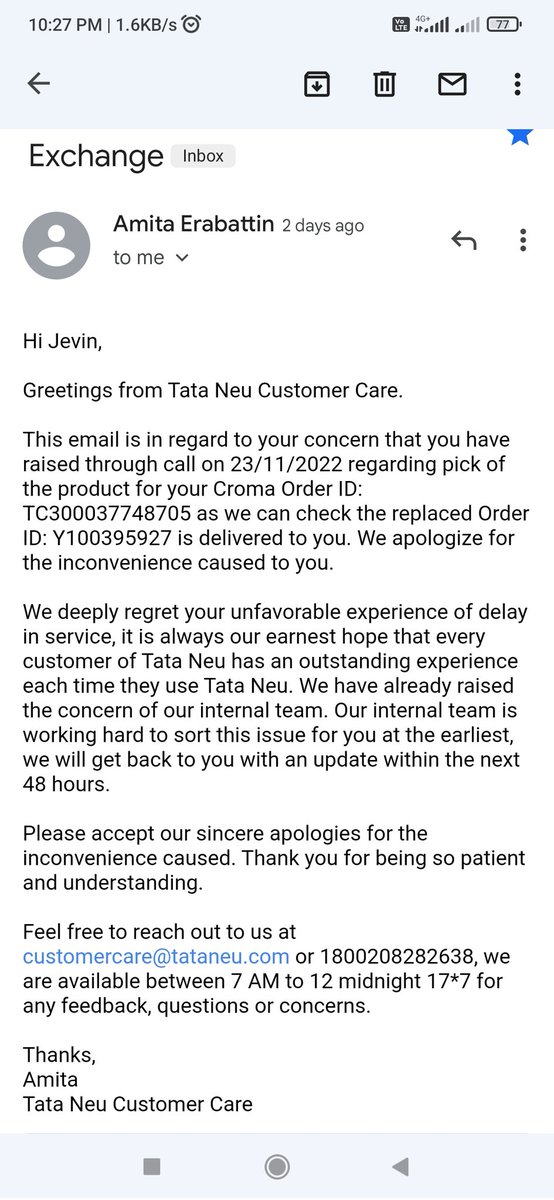 JevinKhatra's tweet photo. I ordered E-CROMA Inv/AC from Tata Nue  app. I got the order on 12Nov but product is color damage and i raised ticket for replace product on same day. But still I don't get any product. My tickets automatically closed without any solution. #badservice @tata_neu @TataCompanies https://t.co/fkpUoY1Ejs