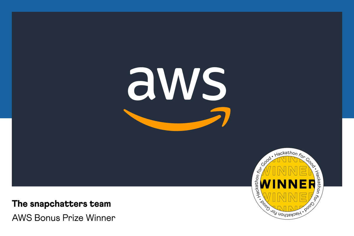 The award for the most innovative solution that uses AWS goes to the snapchatters!

Each team member will get a new Echo Dot (5th generation) from Amazon.

Congratulations and good luck with further development.

#winner #hfg5 #dataforgood #responsibleai