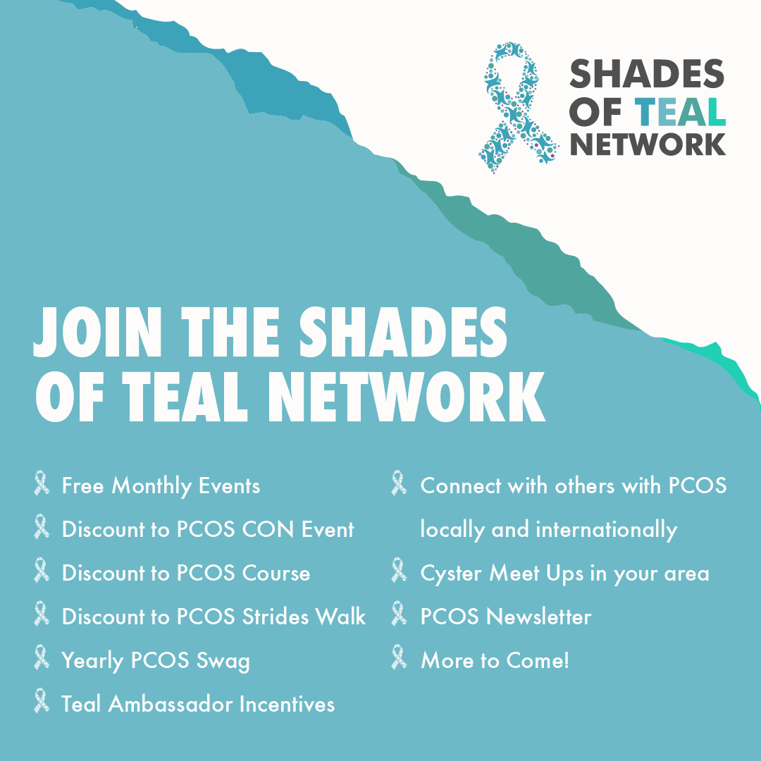 PCOSAA's tweet photo. Have you checked out the Shades of Teal Network yet? Adding more benefits in 2022  #pcos #pcosaa #polycysticovariansyndrome #polycysticovarysyndrome #pcossupport #pcoshealth #pcosinformation #pcosresources #pcosresearch #shadesofteal #socialsunday #Sundayvibes https://t.co/GNQWmQTjPz