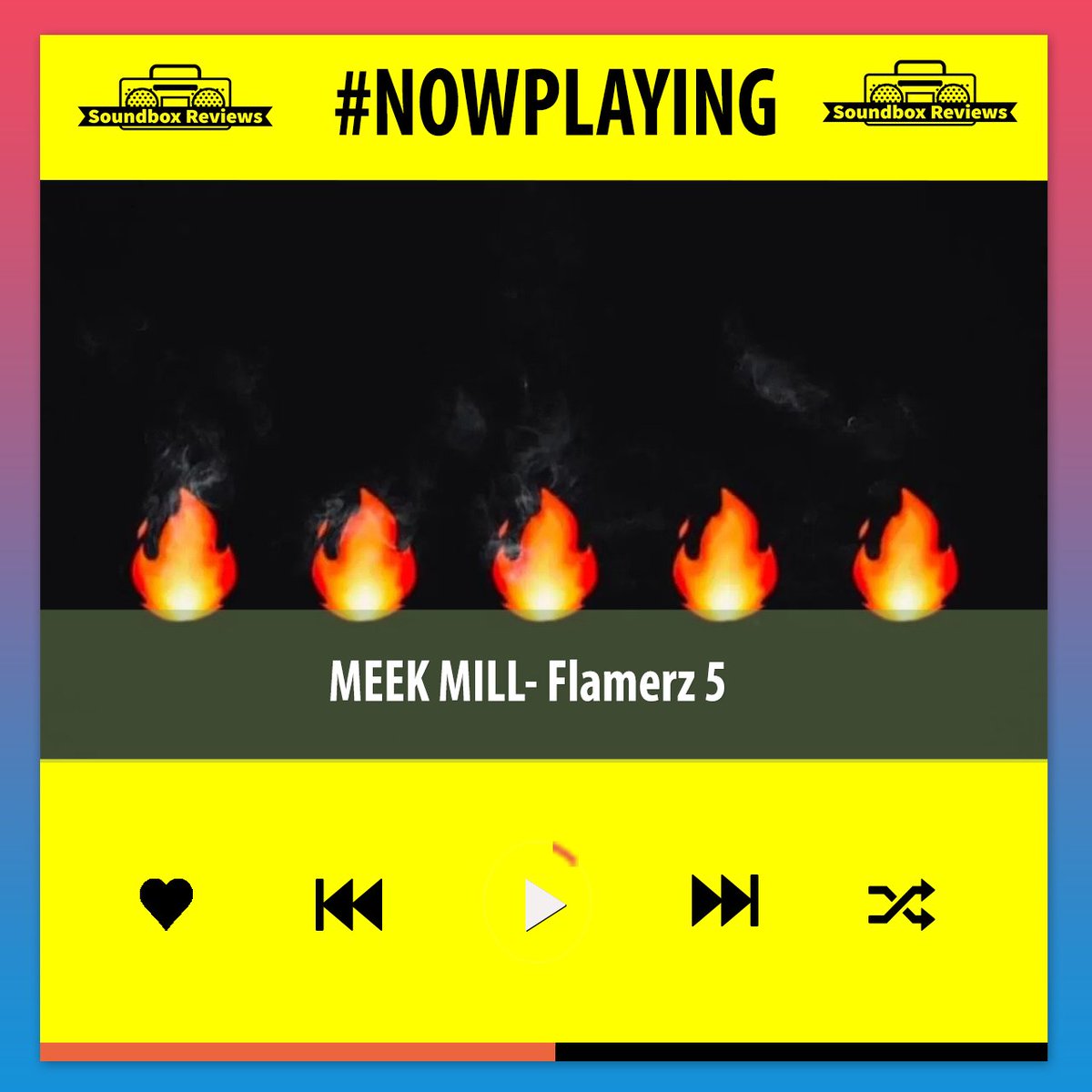 Soundbox Reviews (@soundb0xreviews) on Twitter photo Happy Sunday! #needmusic? Soundbox is #nowplaying <a href="/MeekMill/">MeekMill</a>'s #flamerz5🔥. 📻🎧 Plug in tomorrow for a review of Meek's latest tape 📼 and our end of the month #musicnews segment.
Listen to Flamerz 5: tinyurl.com/bdf8ftff Happy Sunday! #needmusic? Soundbox is #nowplaying <a href="/MeekMill/">MeekMill</a>'s #flamerz5🔥. 📻🎧 Plug in tomorrow for a review of Meek's latest tape 📼 and our end of the month #musicnews segment.
Listen to Flamerz 5: tinyurl.com/bdf8ftff
