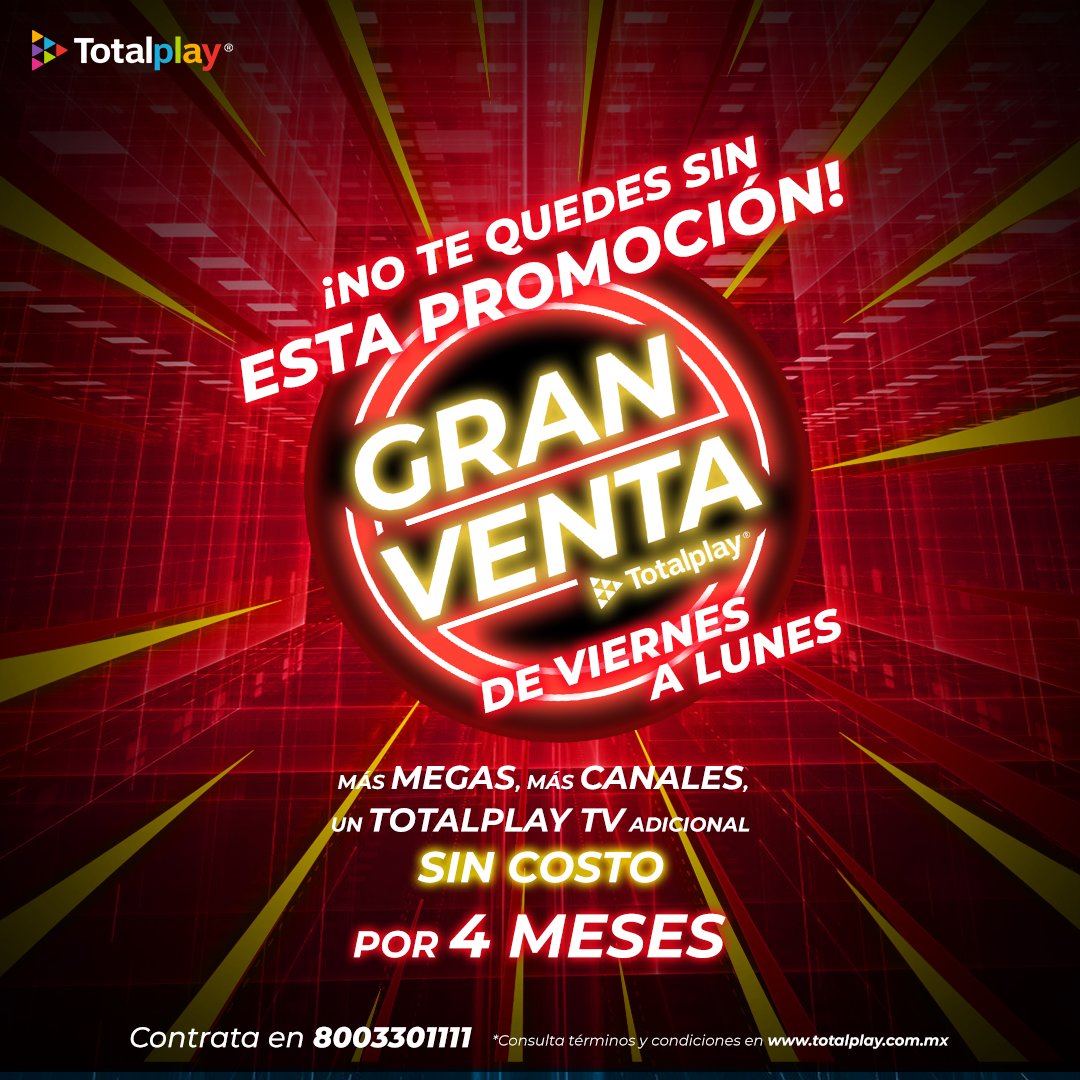 totalplaymx's tweet photo. 🚨 Seguimos en Gran Venta🚨
Contrata aquí: https://t.co/qP7xsxLsQn y disfruta de todo lo que tenemos para ti. 📱
#GranVenta #Promociones #Totalplay https://t.co/JsZwYp28MC