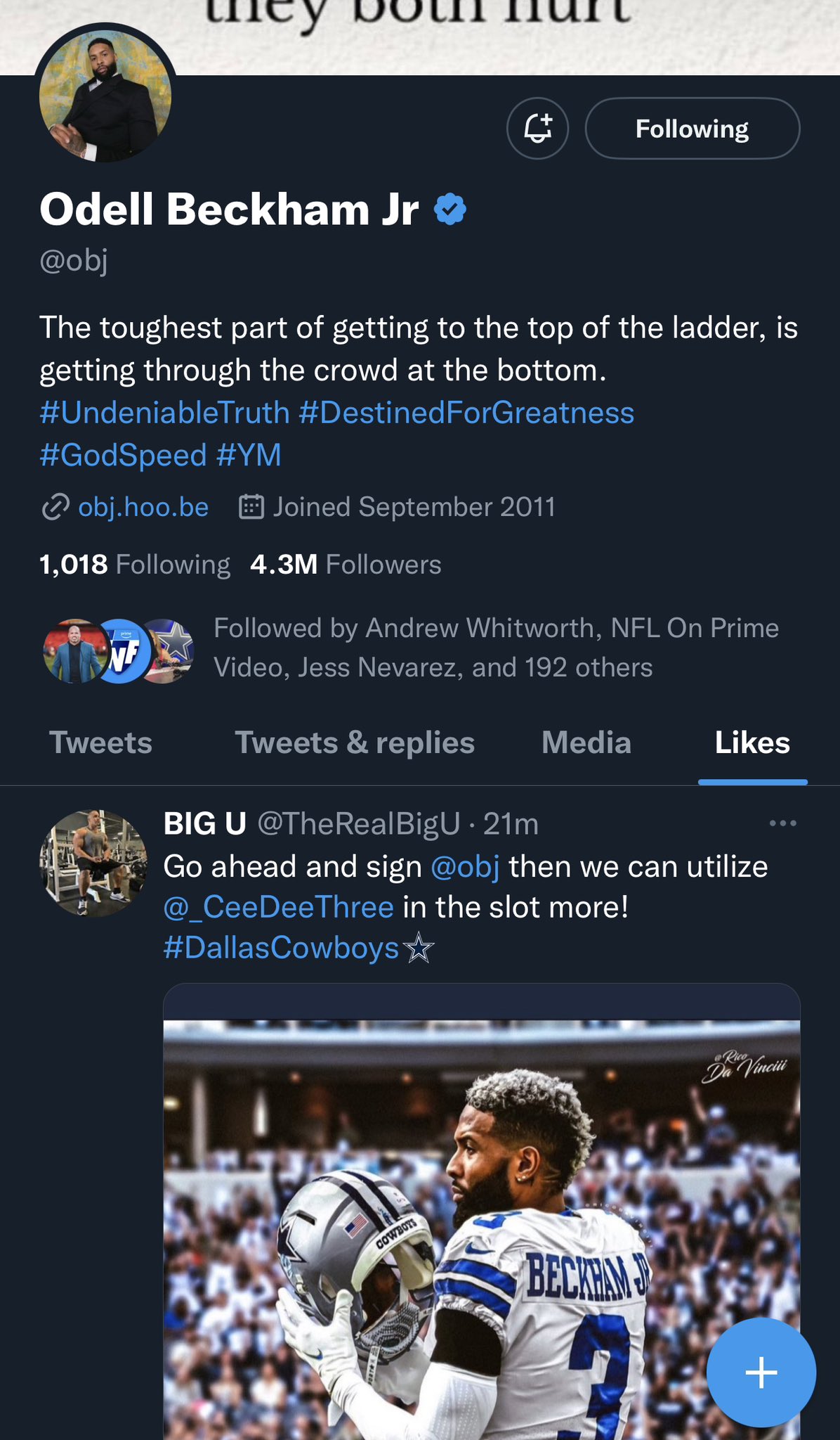 RJ Ochoa on Twitter "This is Odell Beckham Jr.’s most recently liked tweet. https //t.co