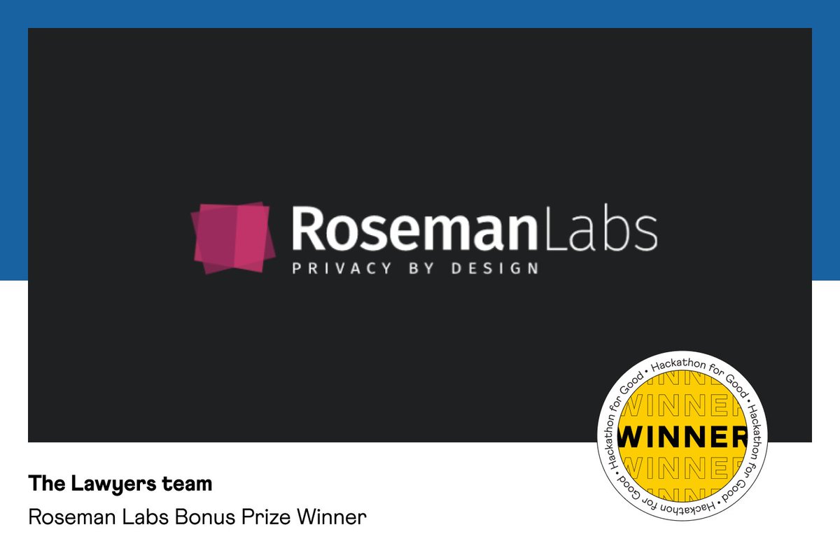 Award for the application that makes best use of Roseman Lab’s privacy-software, the Virtual Data Lake goes to The Lawyers team!

Congratulations and good luck with the further development of the solution.

#winner #hfg5 #dataforgood #responsibleai