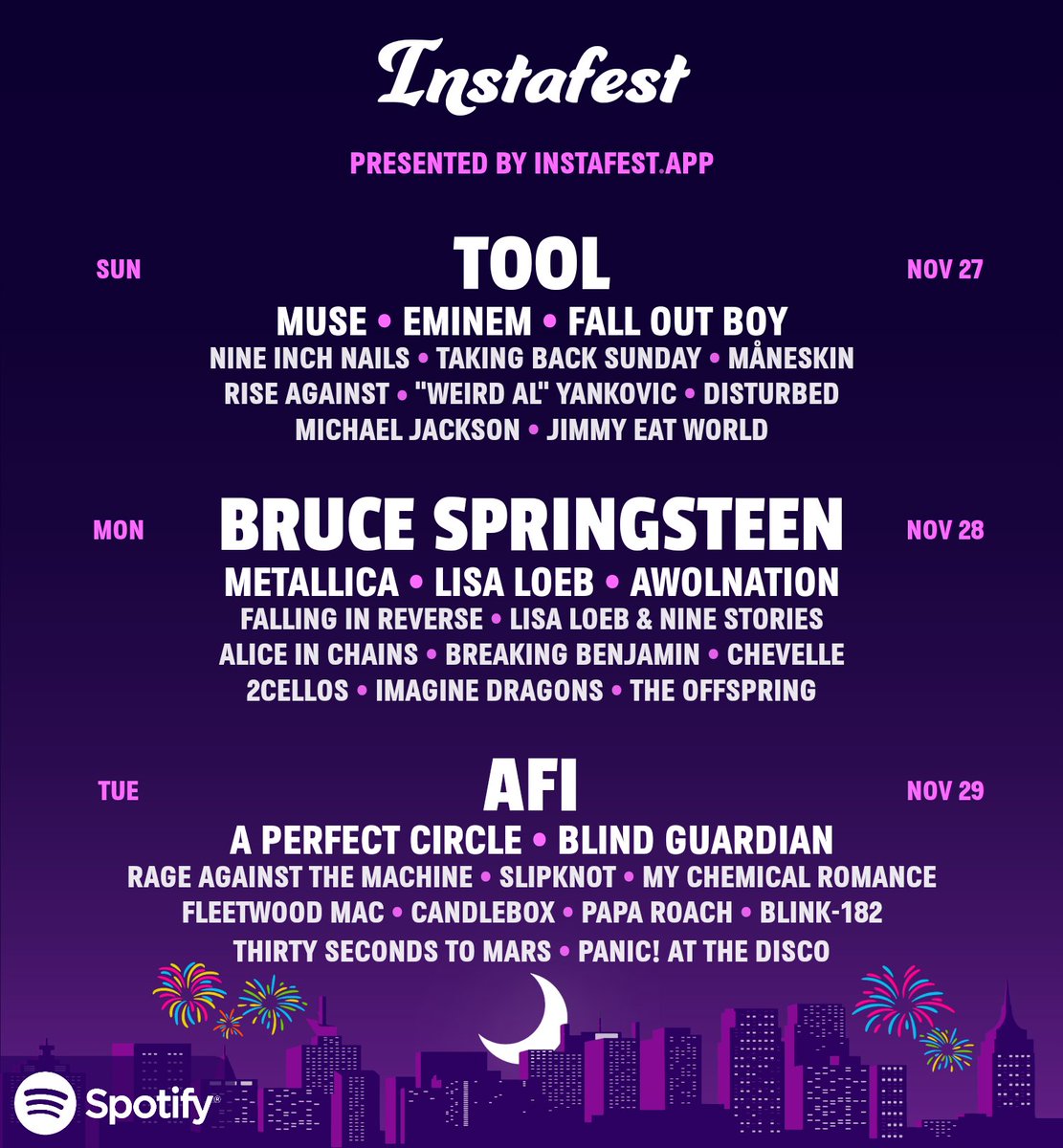 magicPJ's tweet image. Surprised by the Boss being a headliner but otherwise this checks out.