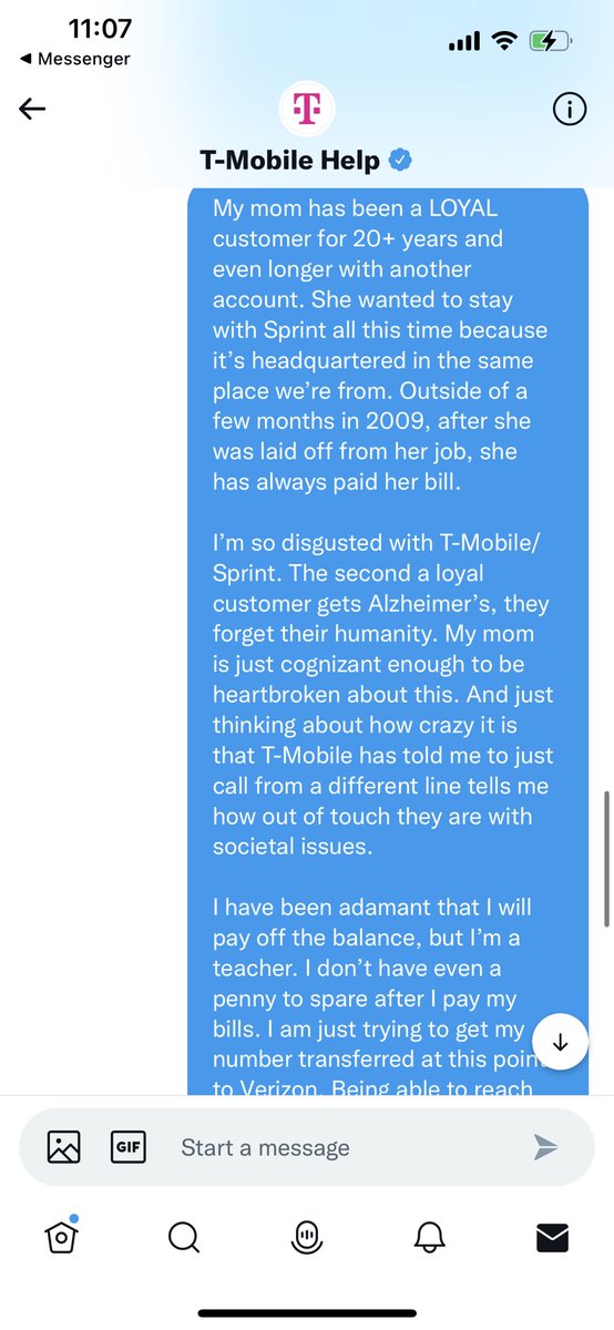 amplifyallvoice's tweet photo. Nothing is able to get done. Does anyone know the first steps to getting help for something like this? @gofundme or @alzassociation? I hate how companies like @TMobileHelp @TMobile @MikeSievert treat loyal customers. https://t.co/ceax0Wk4yw