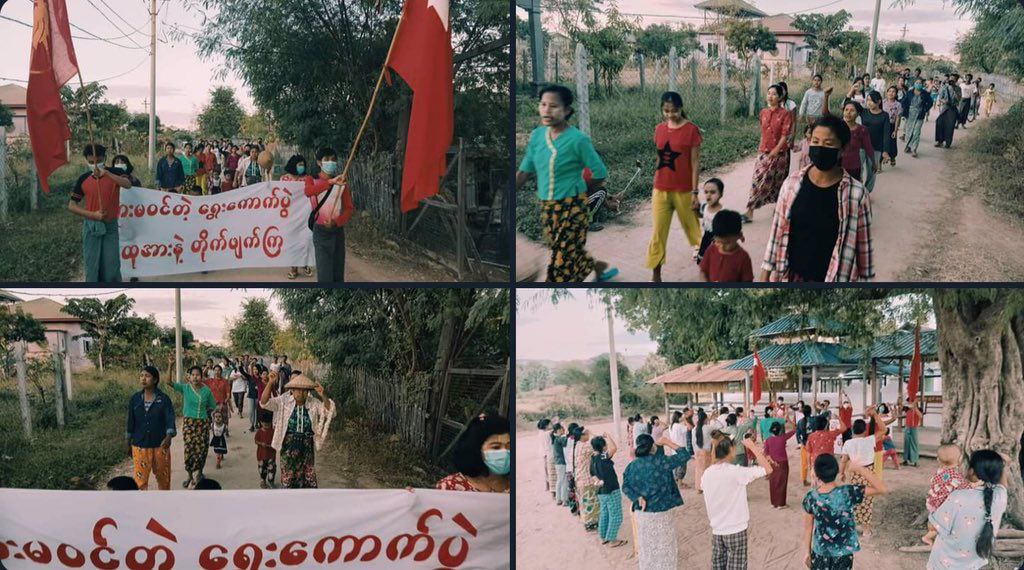 wine222021's tweet photo. Residents, teachers and parents from Letpadaung Taung village, Salingyi, rallied today in voicing out their oppositions to Illegitimate Military ruling.  #ViolenceAgainstWomen #16DaysofActivism2022 #2022Nov27Coup #WhatsHappeningInMyanmar https://t.co/qoQfS4FCVb