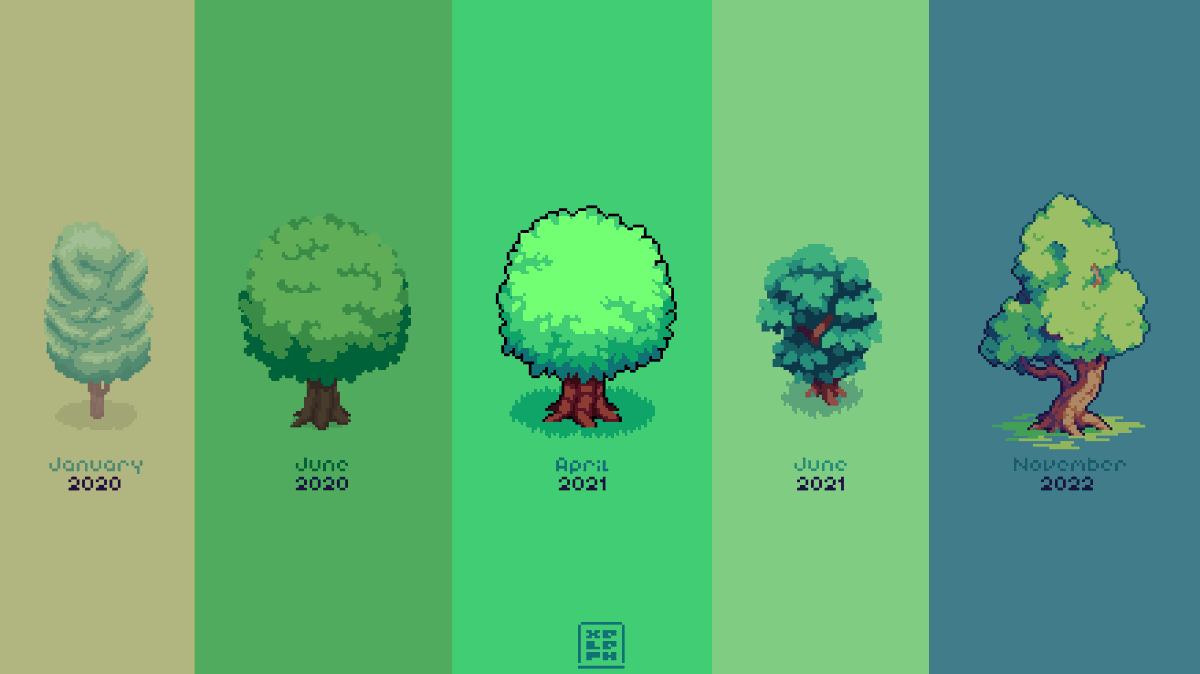 Xeleph_'s tweet photo. My trees over the years #pixelart

Show me yours! https://t.co/gEa9DkqQcn