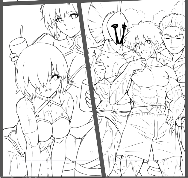 本で描きたかったカルデア筋肉部描けた・・・疲れた・・・ww 