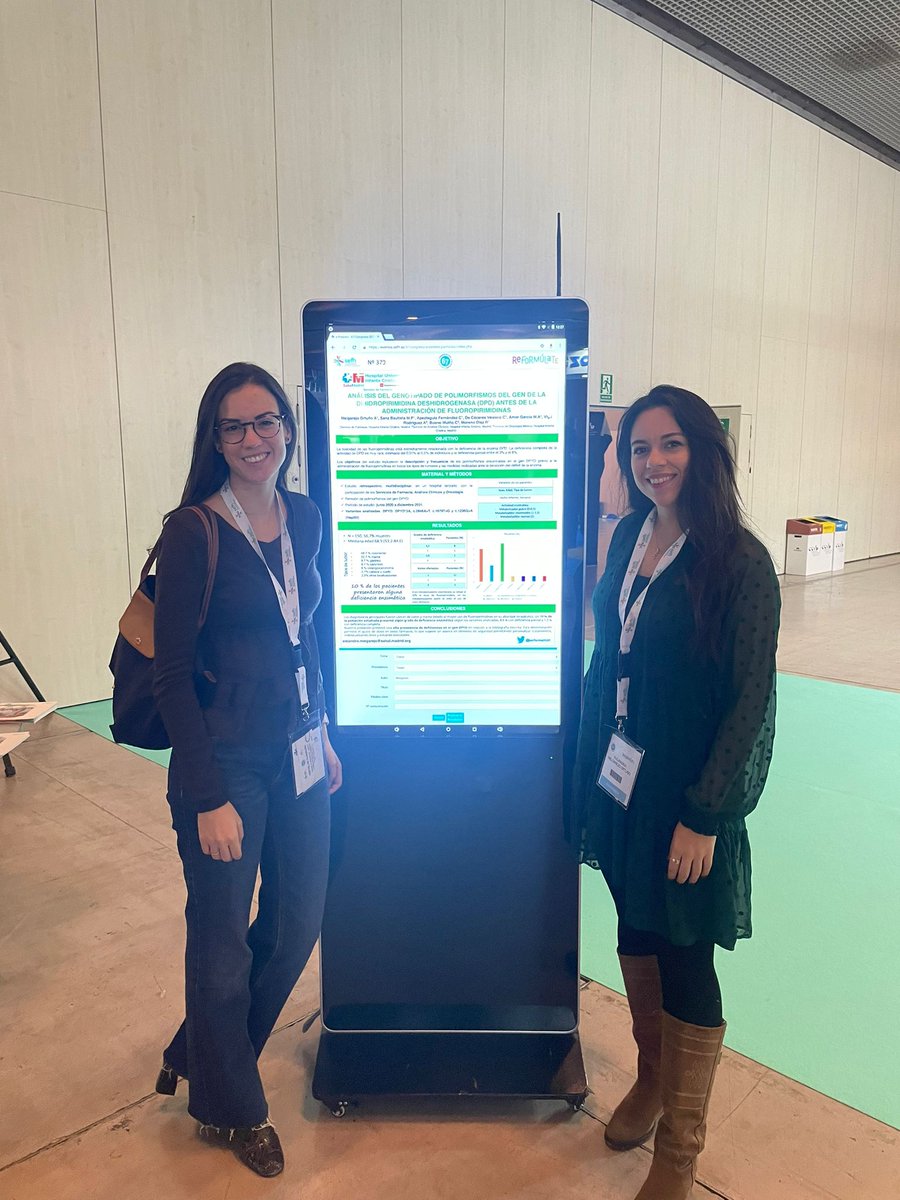 FarmaHUIC's tweet photo. Finalizó el @67CongresoSEFH donde presentamos nuestras comunicaciones, con nuestra experiencia en genotipado de DPYD previo a la administración de fluoropirimidinas y la efectividad de alertas PROA en un sistema inteligente de ayuda a la prescripción de antimicrobianos #sefh22 https://t.co/P320eArrHW