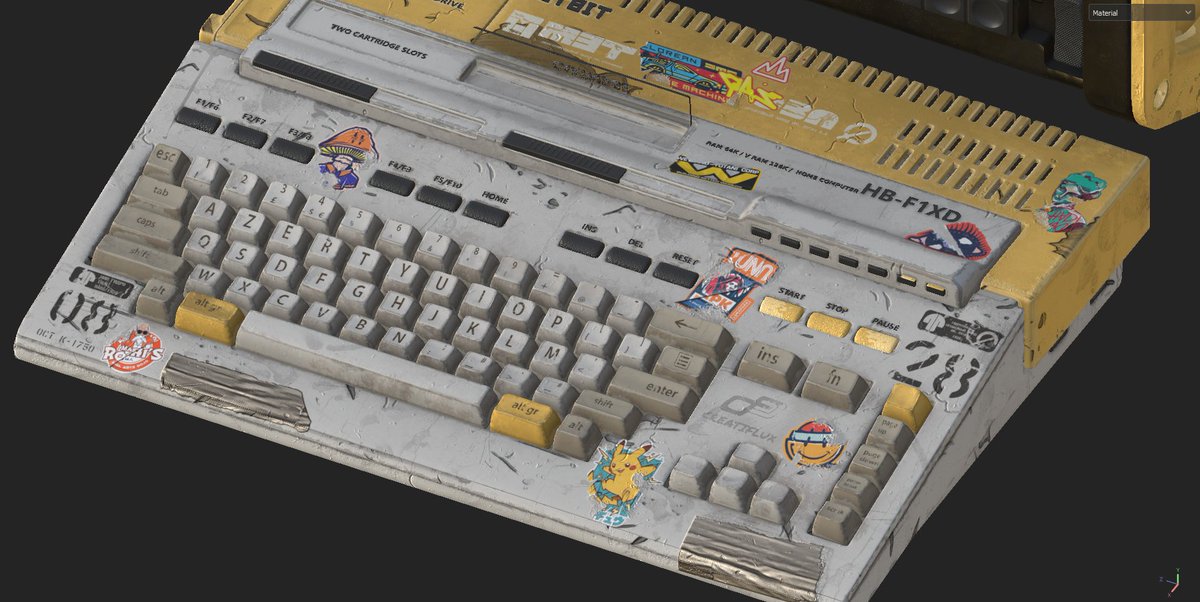 texturing in progress for the hitbit console
going for a semi-realistic look
#substance3dpainter #retrogaming #retrotech
