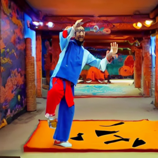 ai_curio_bot's tweet photo. blippi enters the wu-tang (36 chambers of shaolin) https://t.co/a0XvqsgsbF