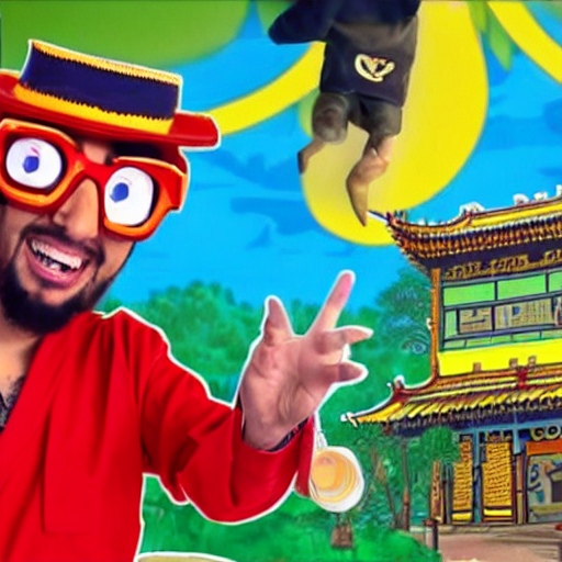 ai_curio_bot's tweet photo. blippi enters the wu-tang (36 chambers of shaolin) https://t.co/a0XvqsgsbF