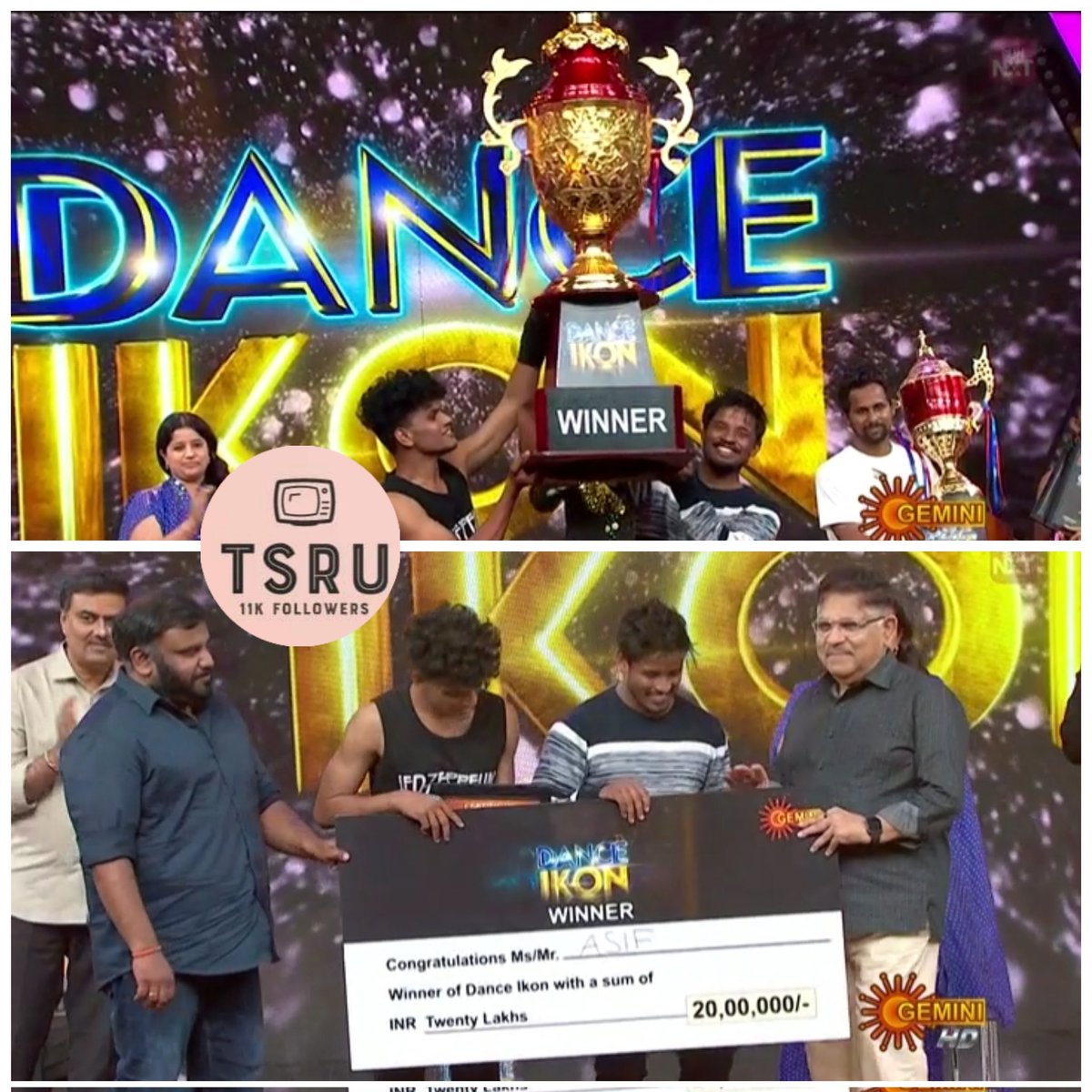 TsruUpdates's tweet photo. Congratulations too #Raju &amp; #Asif For winning #DanceikonSeason1 🔥

Winning Title &amp; 20Lakhs Cash Prize 🔥

#DheeRaju Going too Dance Cheographer for a Top Hero in TFI
#DanceIkonOnAHA #DanceIkononGeminiTV #DanceIkon
 #Omkar #OakEntertainment #AhaVideos https://t.co/09t5IDOI3P