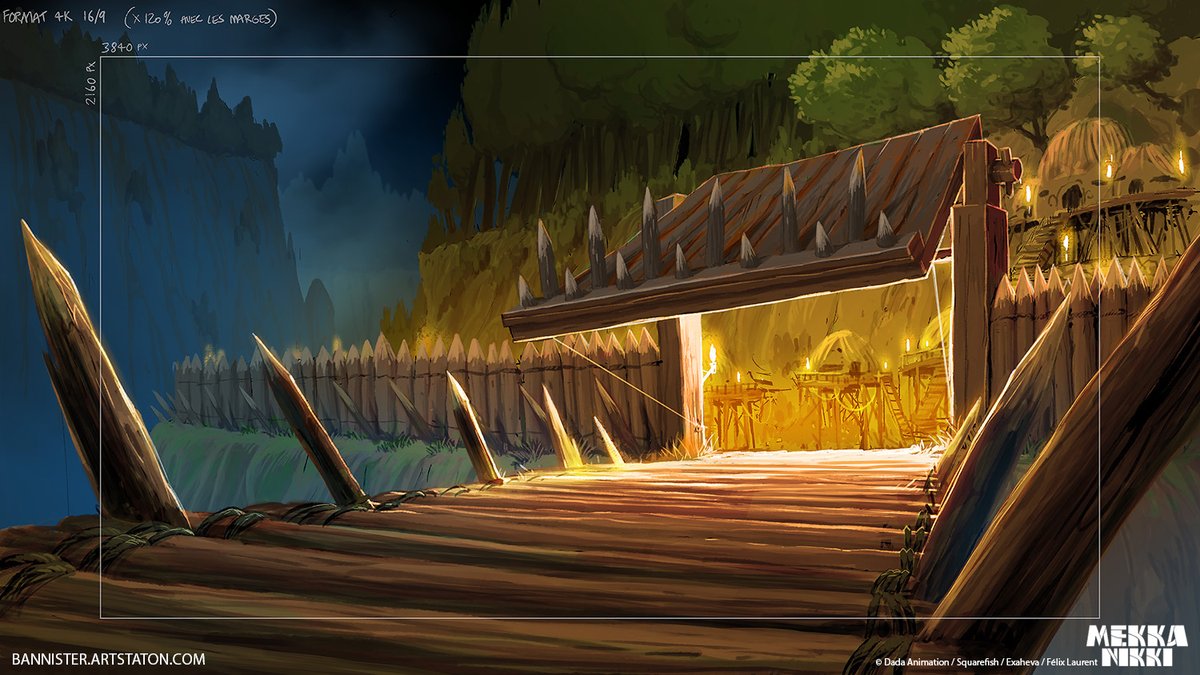 bannister01's tweet photo. "The village" background design for the Mekka Nikki TV show project.
6 depth layers, fully painted, "animated" in After Effects to add parallax.

#backgrounddesign #animation #animationbackground #backgroundlayout #TVpilot #trailer #conceptdesign #backgroundartist #mekkanikki https://t.co/Uha6WQmq8r