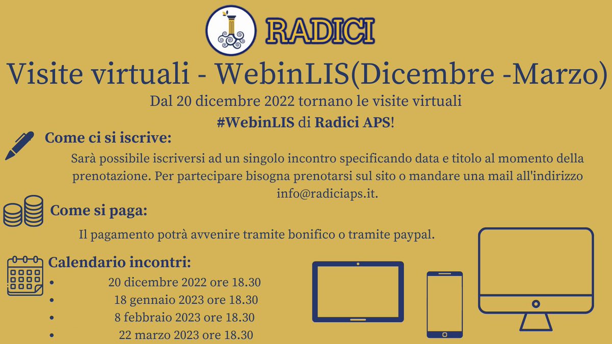 💻 Sono arrivate le nuove visite virtuali webinLIS firmate Radici APS! Cosa aspetti prenotati subito sul nostro sito radiciaps.it ! 🤩 Visita il link per saperne di più!
 youtube.com/watch?v=vYX0gW…
#radiciaps #cultura #mostre #musei #roma #inclusione #LIS #webinLIS