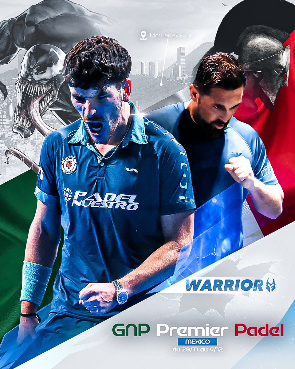 leygue_thomas's tweet photo. 🇲🇽 Mexico Major 🇲🇽

Dernier grand-chelem de l’année, vamos equipo 💪🏼

🎾 @gnpmexmajorpremierpadel 
-
⛰ Monterrey
- 
⚔️ Melendez / Melendez
-
📺 Live YouTube : Premier Padel
-
📝 Round of 64 
-
📅 28/11 - 4/12

🧑‍🎨 @varcadd https://t.co/ha3blKNnCF