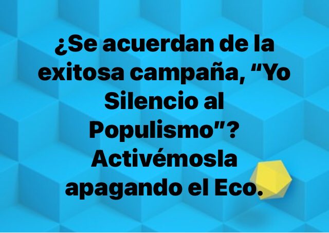 AlfonsoMejiaB's tweet photo. Unámonos y cumplamos! Silénciemos su voz y dejemos de ser ecos que promueven su propaganda. #BastaDeBlabladorismo #YoSilencioAlPopulismo
#Decrepitocracia https://t.co/6NXTbeuCO7