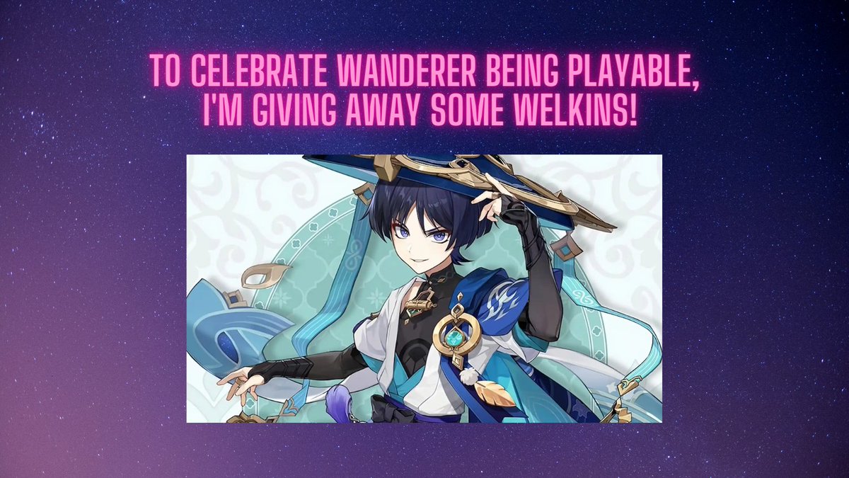 ˗ˏˋ GENSHIN WANDERER CELEBRATION GIVEAWAY ´ˎ˗

♡ prize:
    ↳ 3 welkin moons for 3 people!

♡ rules:
— like + retweet
— must be following
— reply with your fav Scaramouche memory!

♡ details:
— prize via: Codashop
— ends December 5th

#GenshinImpact #原神  #genshintwt