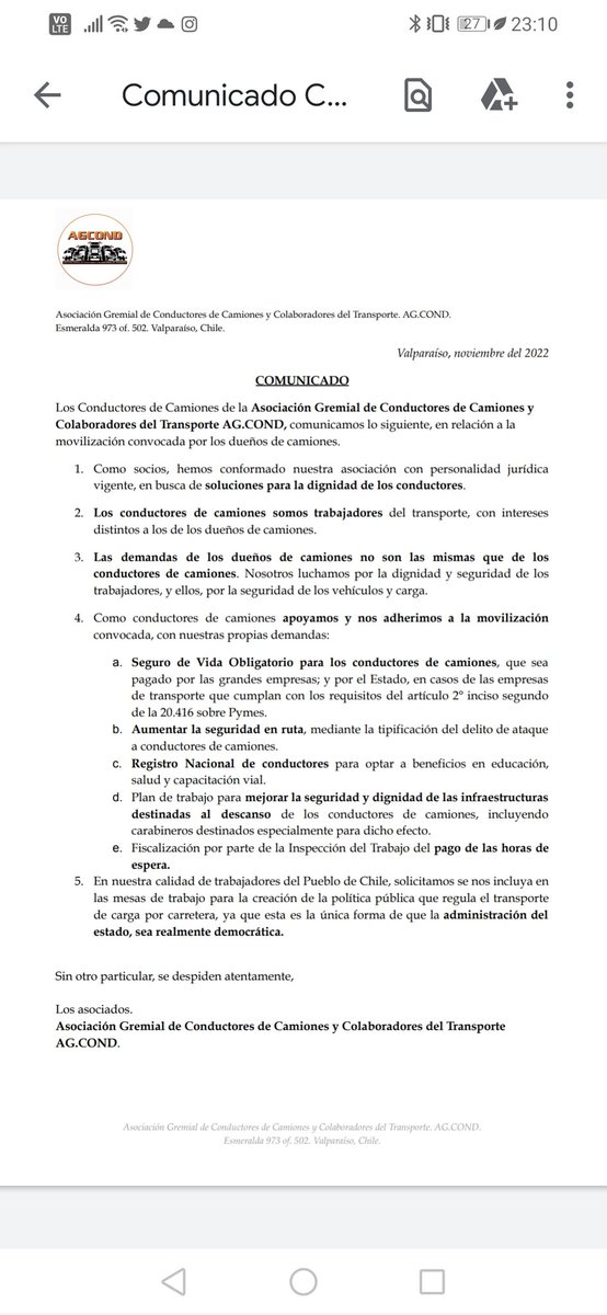 AGCOND_Chile's tweet photo. #AGCOND Como Asociación Gremial De Conductores de Camiones de Chile Nos gustaría ser parte de la mesa de Trabajo con respecto al Seguro de vida y Seguridad, somos los afectados en primera persona
#CamionerosChilenos
https://t.co/7RhRf48XiK
🚛♥️🇨🇱🇨🇱🇨🇱 https://t.co/D8SBymPb3G