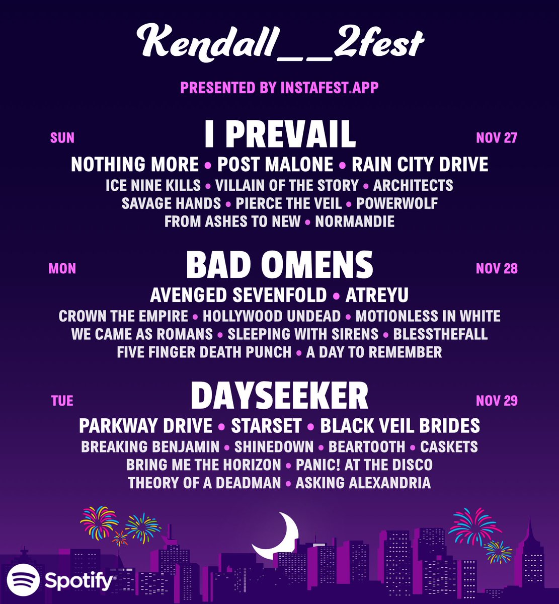 kendall__2's tweet photo. Check out my music festival lineup! https://t.co/7LQxpaXqYp